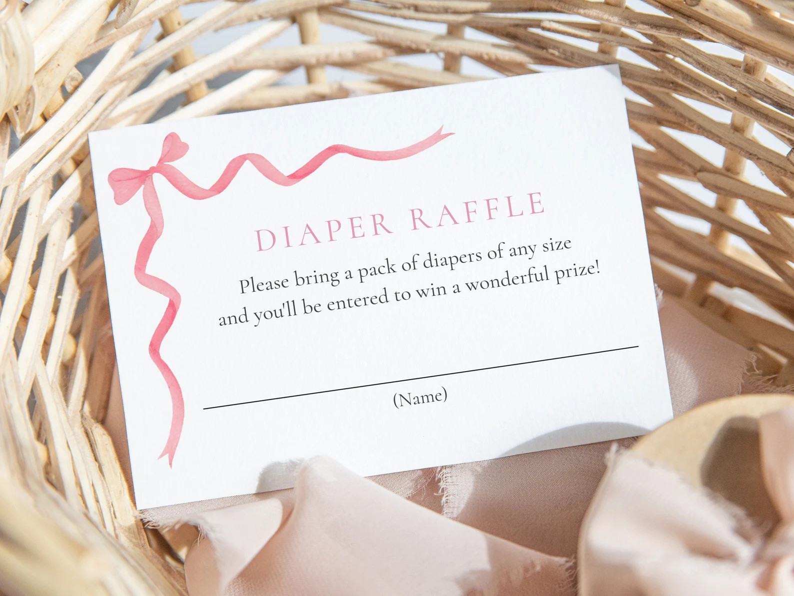 Pink Bow Diaper Raffle Card: Baby Shower Game (printable) - Etsy | Etsy (US)