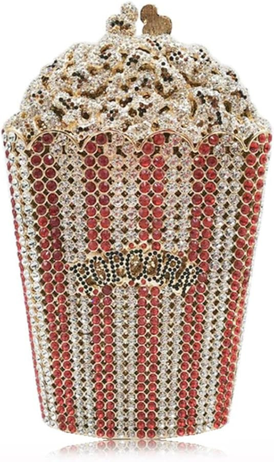 DJBM Luxury Women Popcorn Rhinestone Evening Bag Funny Crystal Handbag Novelty Diamond Clutch Pur... | Amazon (US)