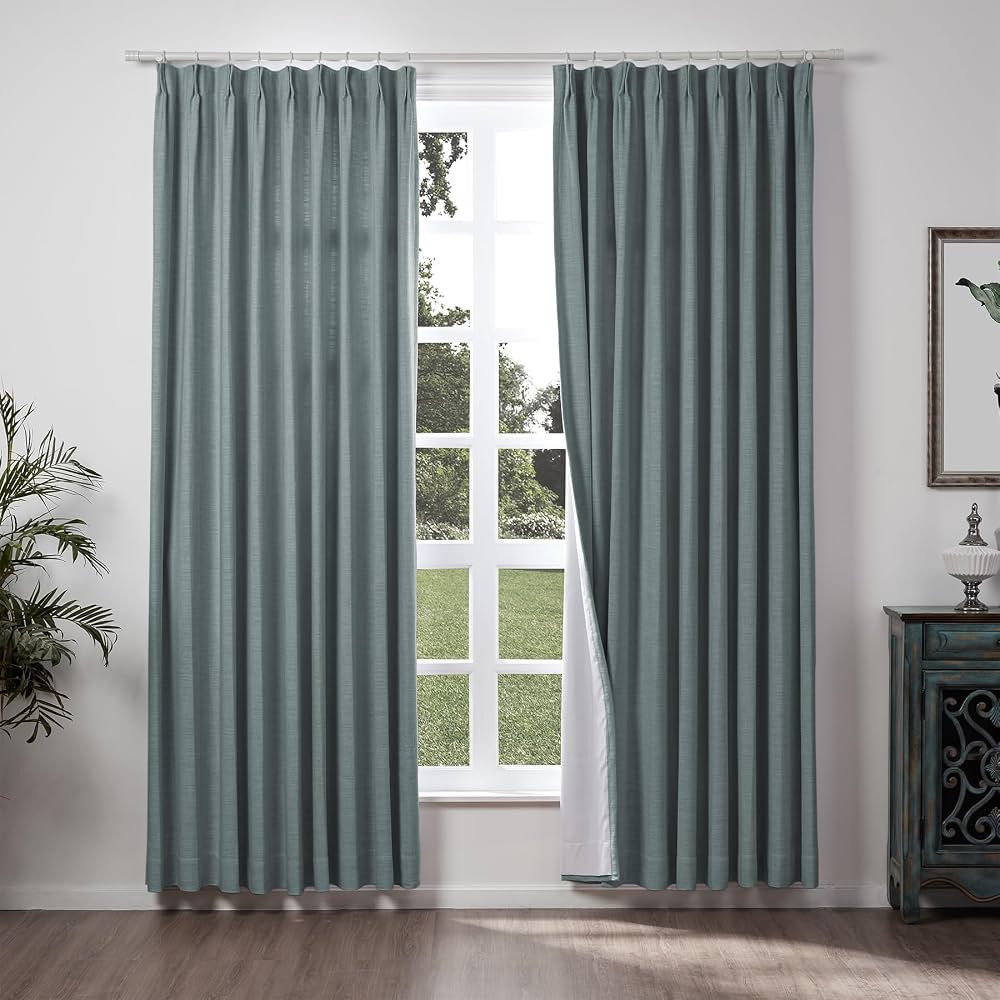 ChadMade Extra Wide Curtain 100" W x 96" L Polyester Linen Drape with Blackout Lining Pinch Pleat... | Amazon (US)