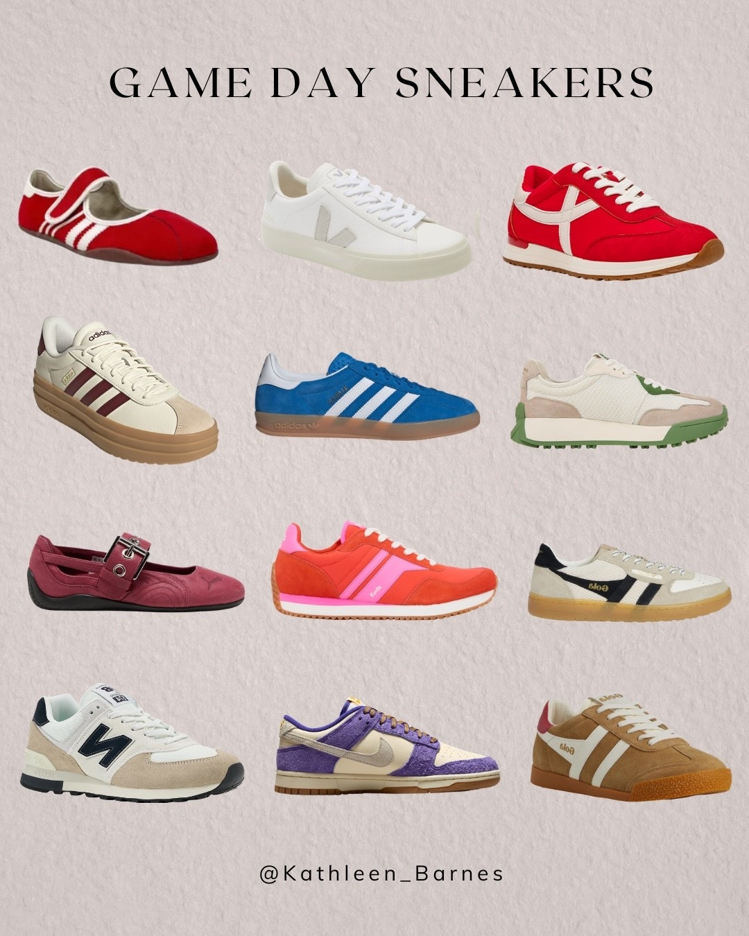 Game day sneakers: comfort + style = a win for me! Most of these shoe styles are available in several colors, so hopefully you can find your team color or the perfect neautral to pair with your game day outfit!