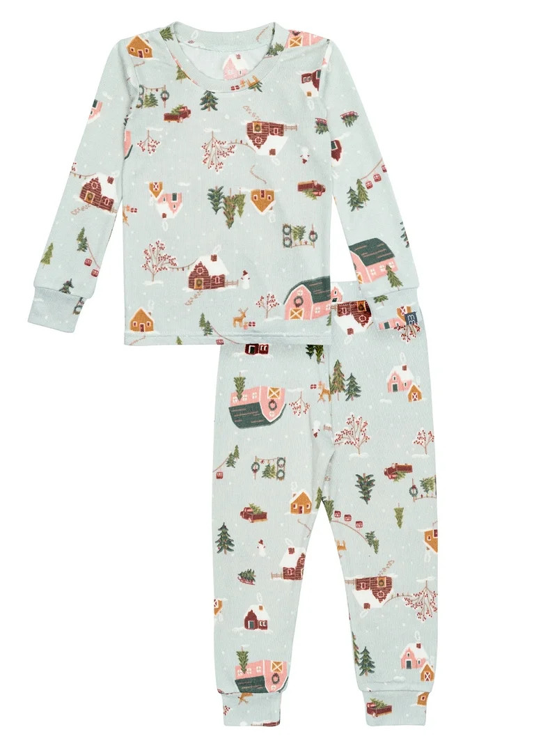 Modern Moments by Gerber Toddler Neutral Supper Soft Hacci Tight Fitting Christmas Pajama Set, 2-... | Walmart (US)
