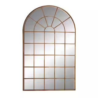 56 in. x 34 in. Brown Metal Traditional Arch Wall Mirror | The Home Depot