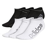 adidas Women's Superlite Linear No Show Socks (6-Pair), White/Grey/Black, Medium | Amazon (US)