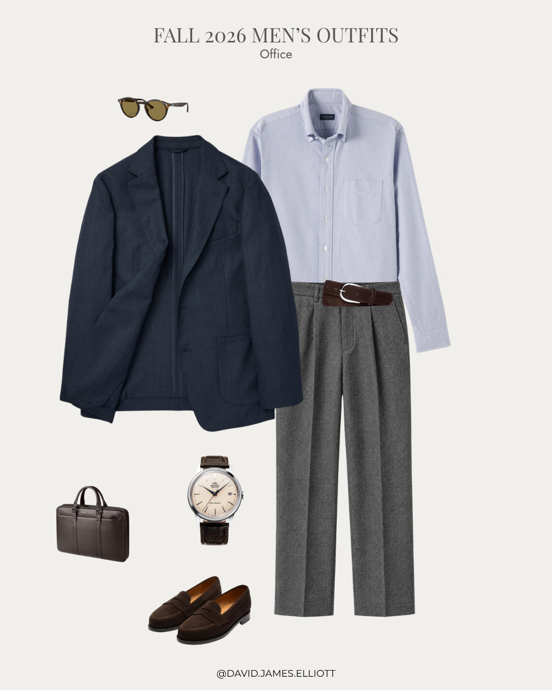 Office outfit with casual tailoring and brown accessories.  

 #LTKMens