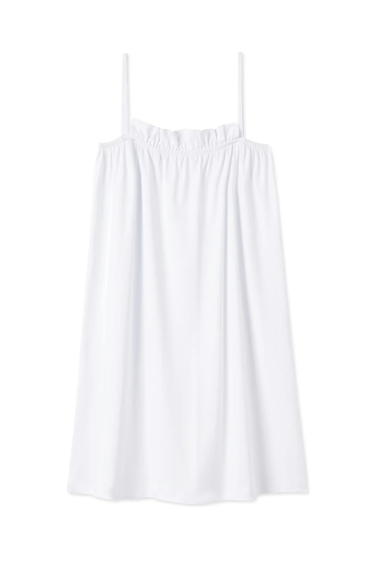 Pima Ruffle Nightgown in White | Lake Pajamas