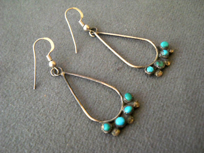 Old Southwestern Native American Turquoise Sterling Silver Teardrop Earrings 2+"  | eBay | eBay US