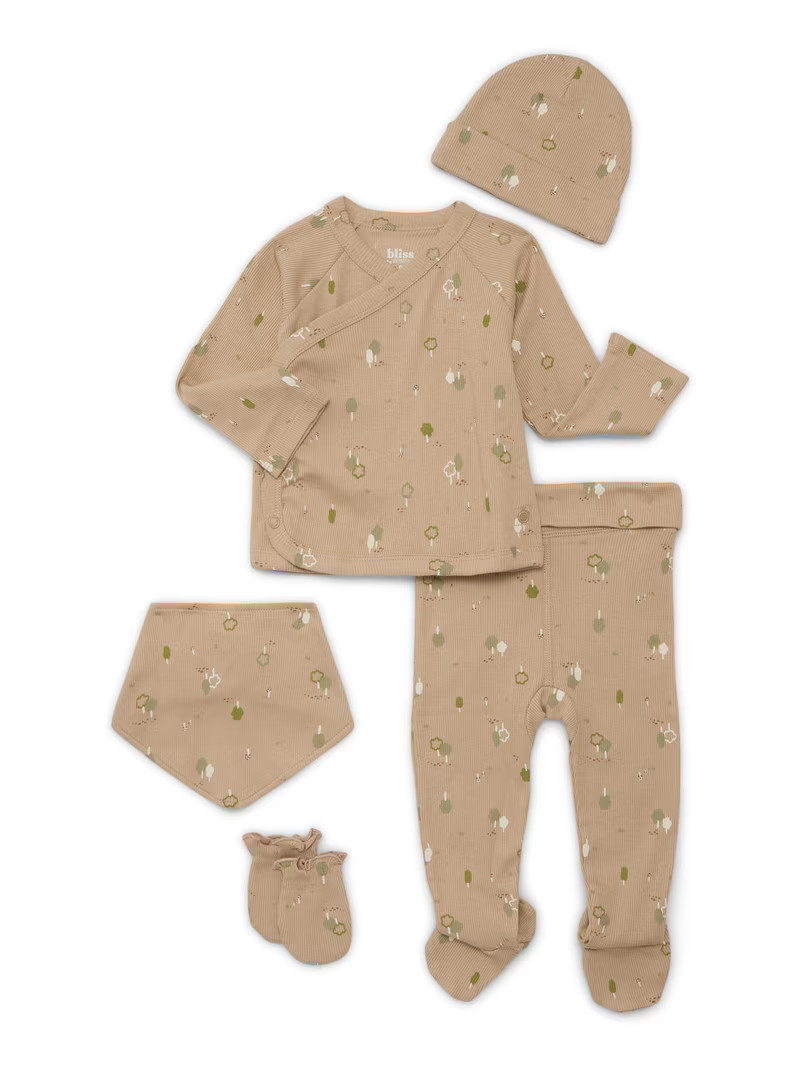 Bliss by Garanimals Baby Layette Pajama, 5-Piece Set, Sizes 0\u20139M | Walmart (US)