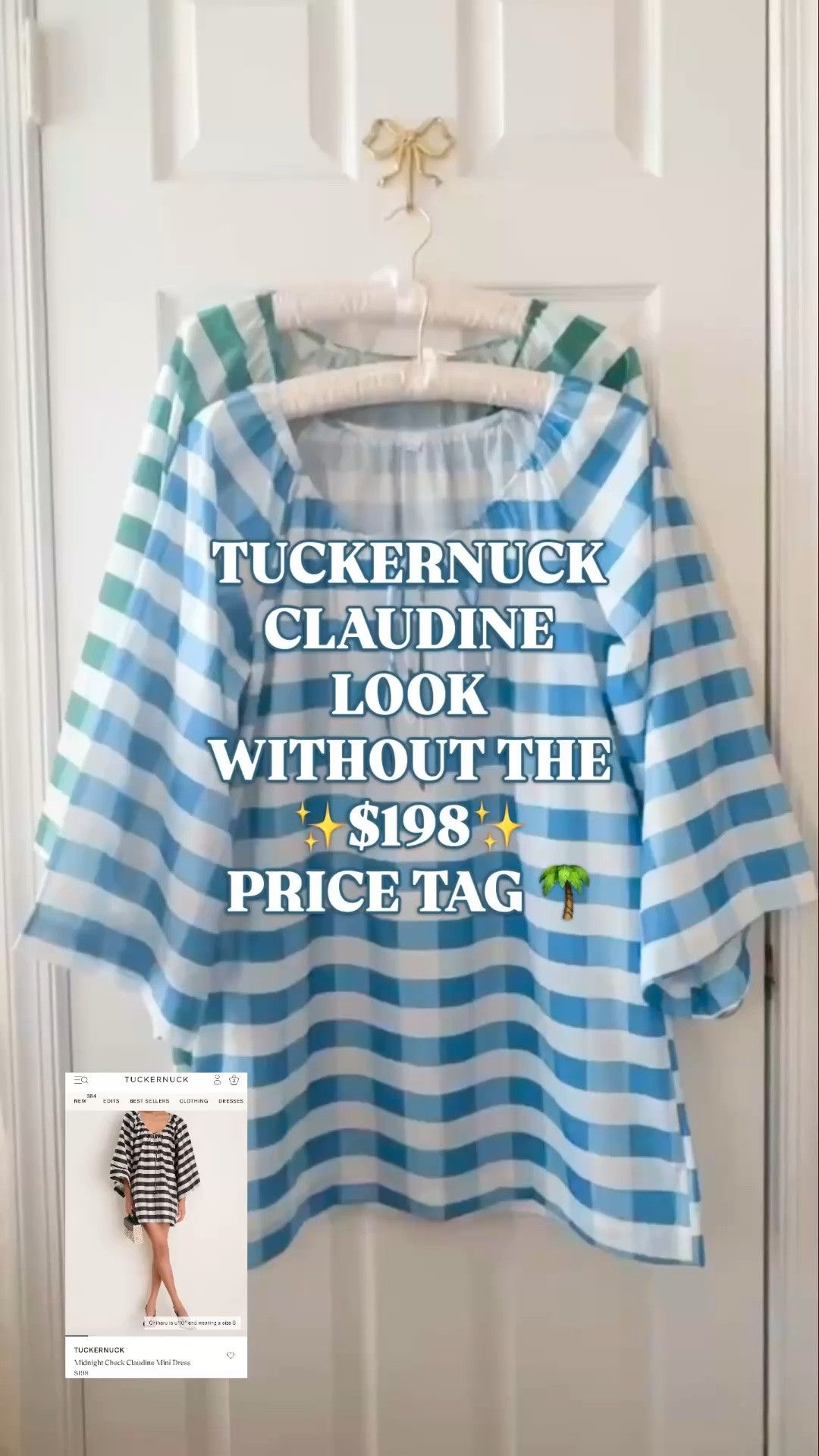 Tuckernuck Claudine dress look for less, Tuckernuck inspired dress, gingham mini dress women, caftan dress women, resort dress women, vacation dress women, preppy summer dress

This is the kind of Amazon dress women who love Tuckernuck are going to recognize immediately.

It has that same cheerful vacation-dress formula as the $198 Tuckernuck Claudine dress: oversized gingham, easy caftan shape, tie neckline, relaxed sleeves, and that polished-but-playful resort look that feels made for warm-weather plans.

The blue reads coastal and classic. The green feels fresh, preppy, and very summer. Both have that beach town, Palm Beach, poolside lunch, vacation morning energy that makes a dress feel special without being precious.

Four colors available and shipping Prime right now.

Why it works:
✨ Tuckernuck Claudine look for less
✨ oversized gingham mini dress
✨ easy caftan dress silhouette
✨ tie neckline
✨ relaxed vacation fit
✨ preppy resort style
✨ Amazon dress find
✨ designer look for less

Wear it for beach vacation outfits, resort wear, poolside coverup style, summer brunch, casual dinners, beach town shopping, lake weekends, spring break trips, warm-weather errands, or any day you want that polished Tuckernuck-inspired look without the $198 price tag.

Tuckernuck Claudine dress look for less, Tuckernuck Claudine lookalike, Tuckernuck inspired dress, Tuckernuck style dress, gingham mini dress women, blue gingham dress, green gingham dress, caftan dress women, mini caftan dress, resort dress women, vacation dress women, beach vacation outfit, preppy vacation dress, coastal dress women, coastal preppy style, Amazon dress women, designer look for less

#LTKFindsUnder50 #Tuckernuck #LookForLess #VacationOutfit #ResortWear #PreppyStyle #AmazonFashion

#LTKSeasonal #LTKSwim #LTKTravel