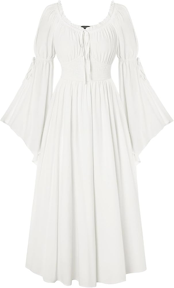 SCARLET DARKNESS Renaissance Dress for Women Medieval Peasant Long Bell Sleeve Dresses | Amazon (UK)