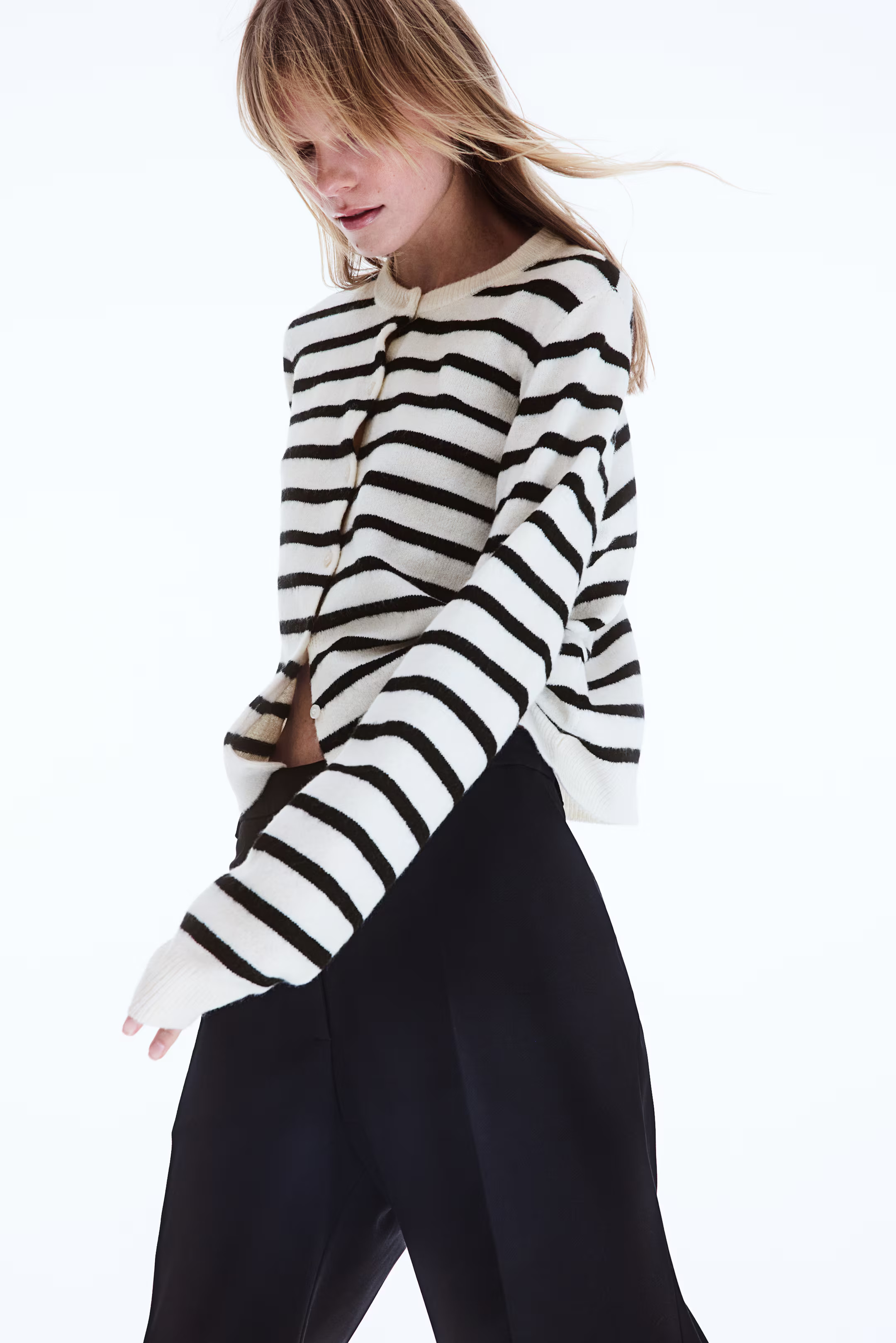 Knit Cardigan - Cream/striped - Ladies | H&M US | H&M (US + CA)