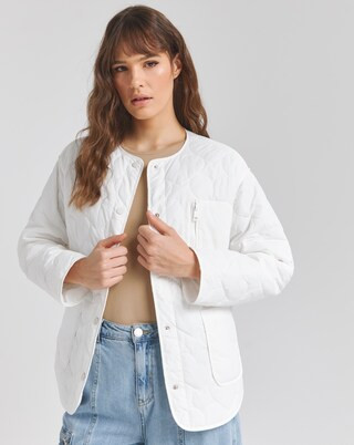 Ecru Heart Quilted Jacket | Simply Be (UK)