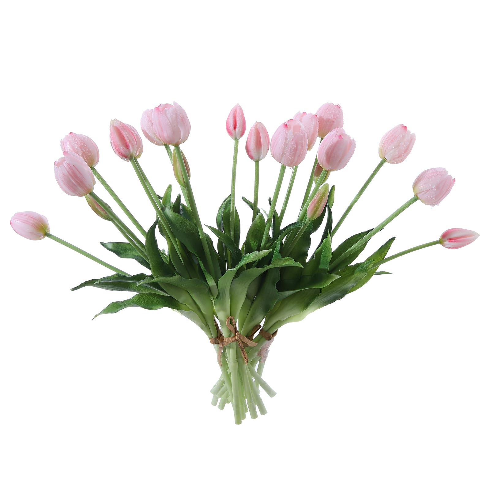 20 Pcs Light Pink Fake Tulips Artificial Flowers Real Touch Latex Faux Flower Bouquet for Table H... | Amazon (US)
