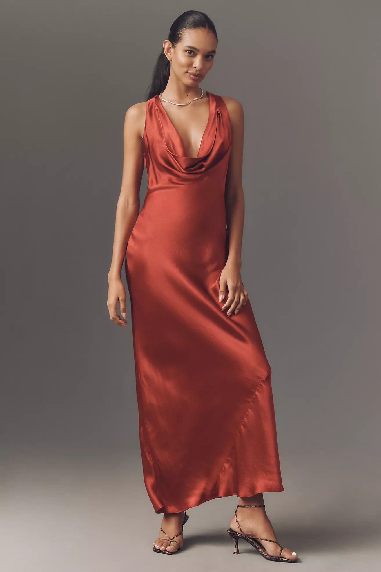 The Gracie Cowl-Neck Satin Slip Maxi Dress | Anthropologie (US)