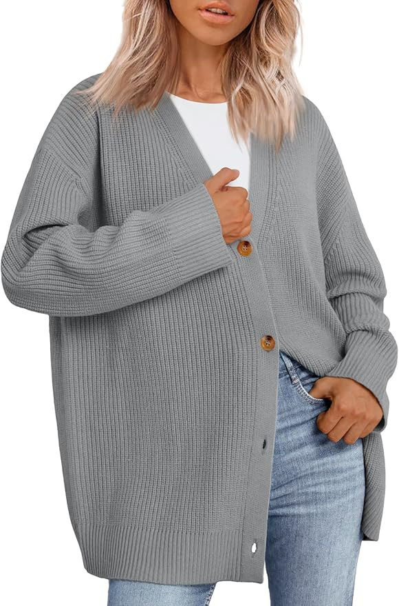 LILLUSORY Women's Oversized Cardigan Sweaters Fall Fashion Trendy V Neck Knit Outfits | Amazon (US)