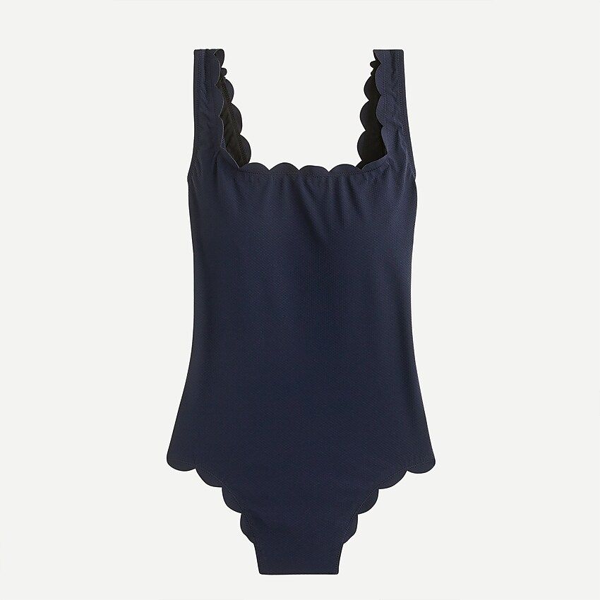 Scallop piqué scoopback one-piece | J.Crew US