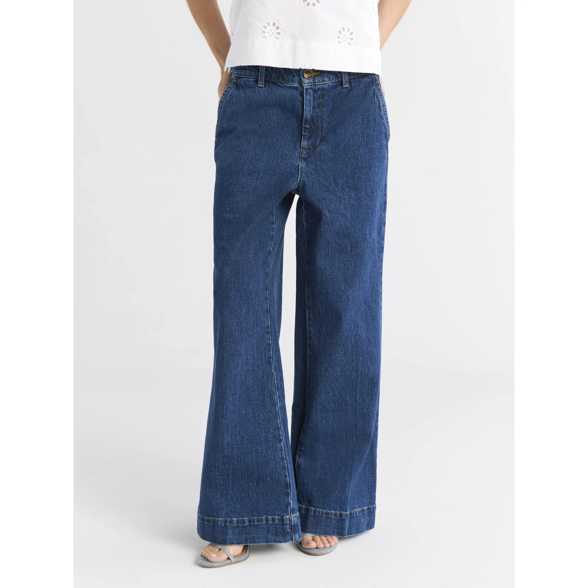 Free Assembly's Women's Wide Leg Trouser Jeans, 28", 30", and 32" Inseams, Sizes 0-18 | Walmart (US)