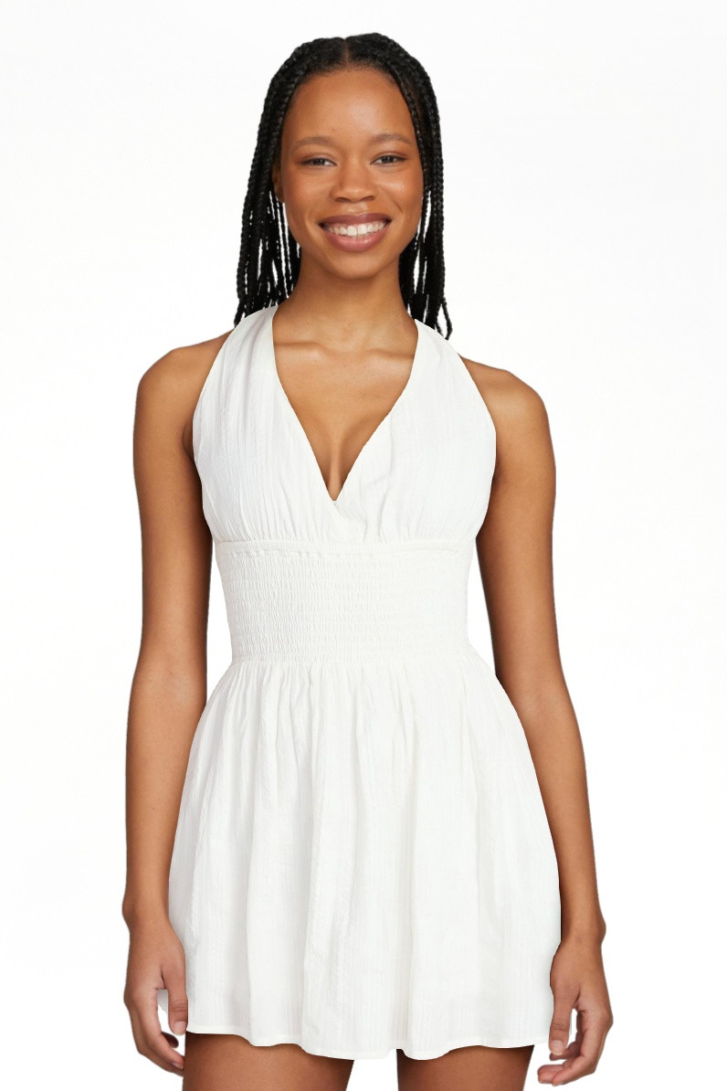 No Boundaries Smocked Cotton Halter Mini Dress, Women's XXS-XXL | Walmart (US)