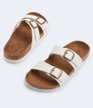 Double-Strap Cork Slide Sandal | Aeropostale