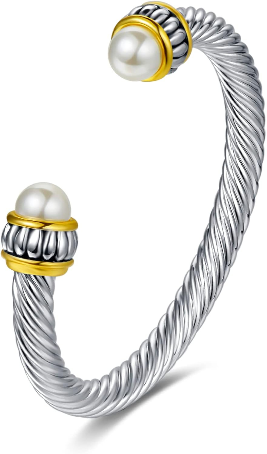 UNY JEWEL Jewelry Chinese Dragon Scale Ball, Dragon Cuff Bangle, Spring Open Two Tone Twisted Cable Vintage Cuff Bangle | Amazon (US)