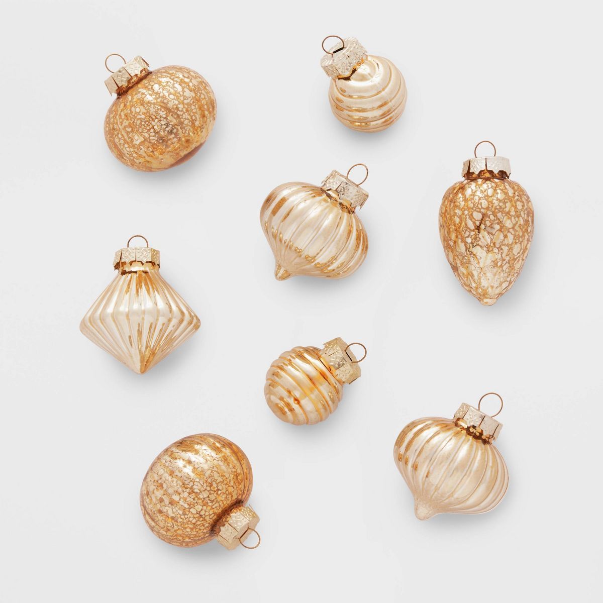 Textured Glass Christmas Tree Ornament Set 8pc Gold - Wondershop™ | Target