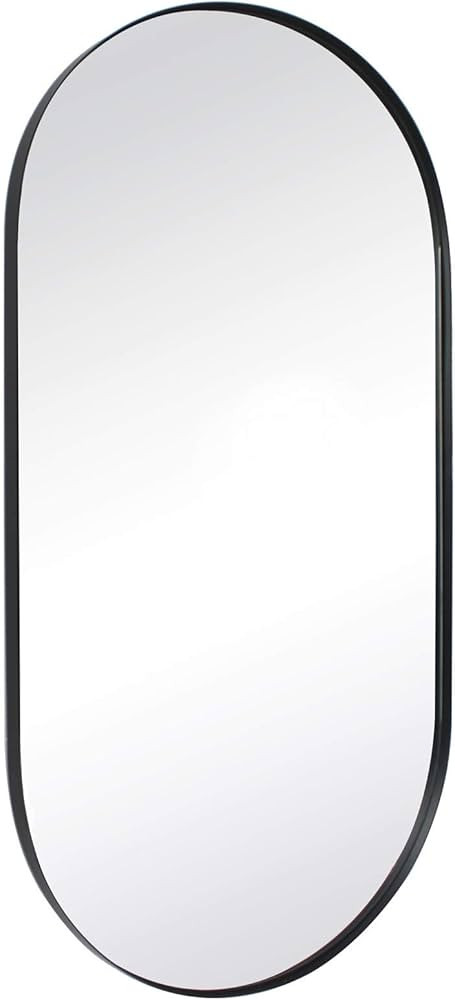 TEHOME Black Oval Bathroom Mirror 20x40'' Pill Shaped Oblong Vanity Mirror Metal Framed Capsule M... | Amazon (US)