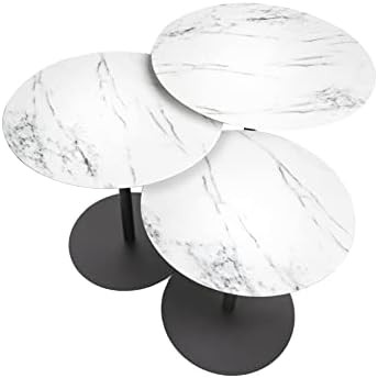 Amazon.com: Leisure Space 3-pcs Round Metal Coffee Table Set with Marble Finish Table Top and Bla... | Amazon (US)