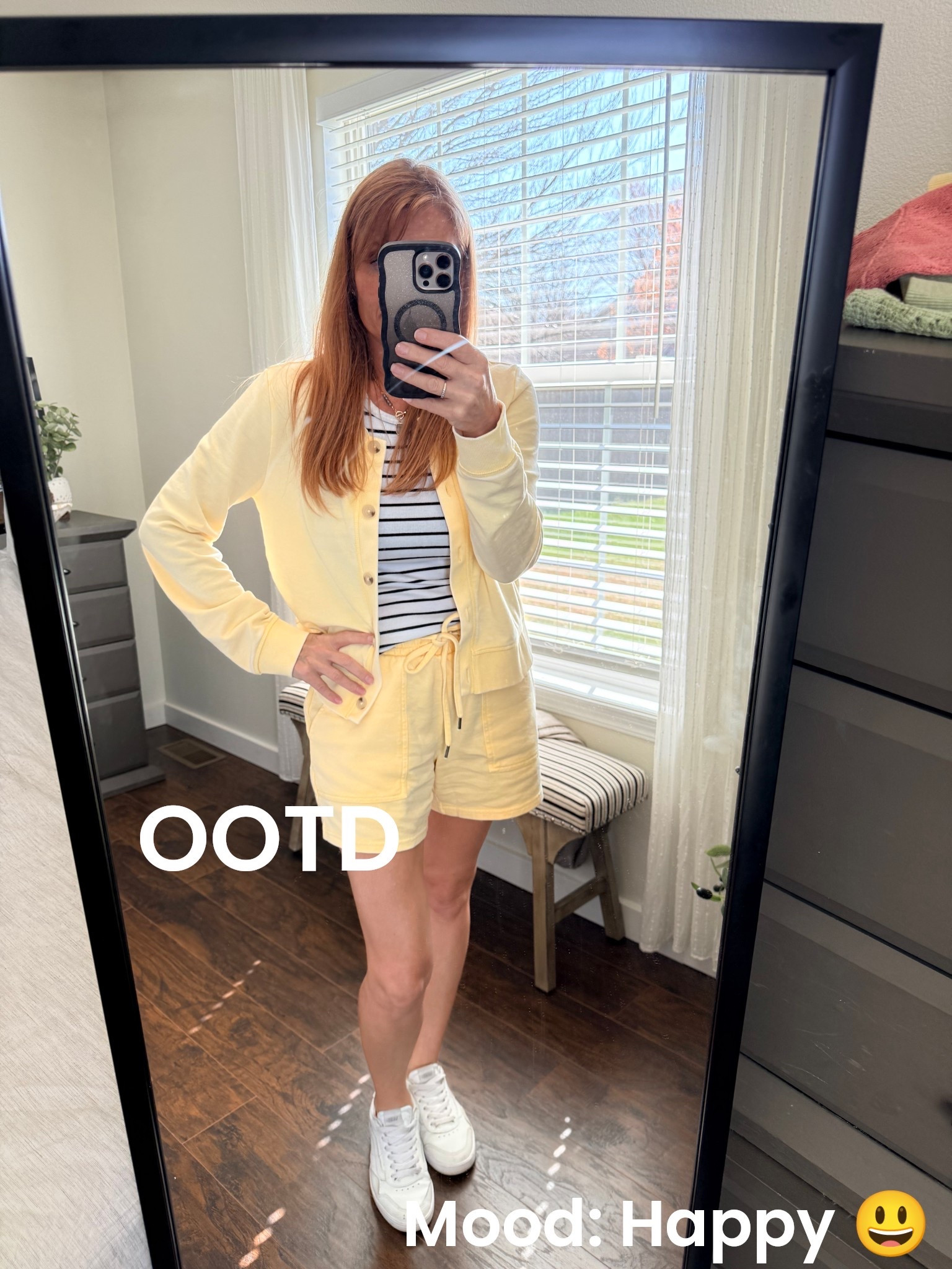 Sunny days ahead always call for outfits that feel just as bright. ☀️
This look instantly lifts my mood — light, comfortable, and easy to wear for everyday life. The soft yellow set feels like stepping right into spring, and pairing it with a simple striped tank keeps it casual and effortless.
These are the kinds of outfits I love having in my closet because they work for so many moments — running errands, casual days out, coffee runs, or just enjoying a beautiful sunny day. When an outfit feels comfortable and happy, the whole day seems to follow that energy.
Sometimes getting dressed really is as simple as choosing pieces that feel like sunshine.
Fit reference: 5'4" | 130 lbs
Tank: Size Small — Walmart
Cardigan: Size Small — Maurices
Shorts: Size Small — Maurices
Shoes: Size 7.5 — Vans
#SpringStyle #CasualOutfit #EverydayStyle #BusyMomStyle #OOTDInspo
spring casual outfit, sunny day outfit idea, comfortable everyday outfit women, women over 40 casual style, bright spring outfit inspiration 🌼

#LTKdayinmylife #LTKOver40 #LTKootd