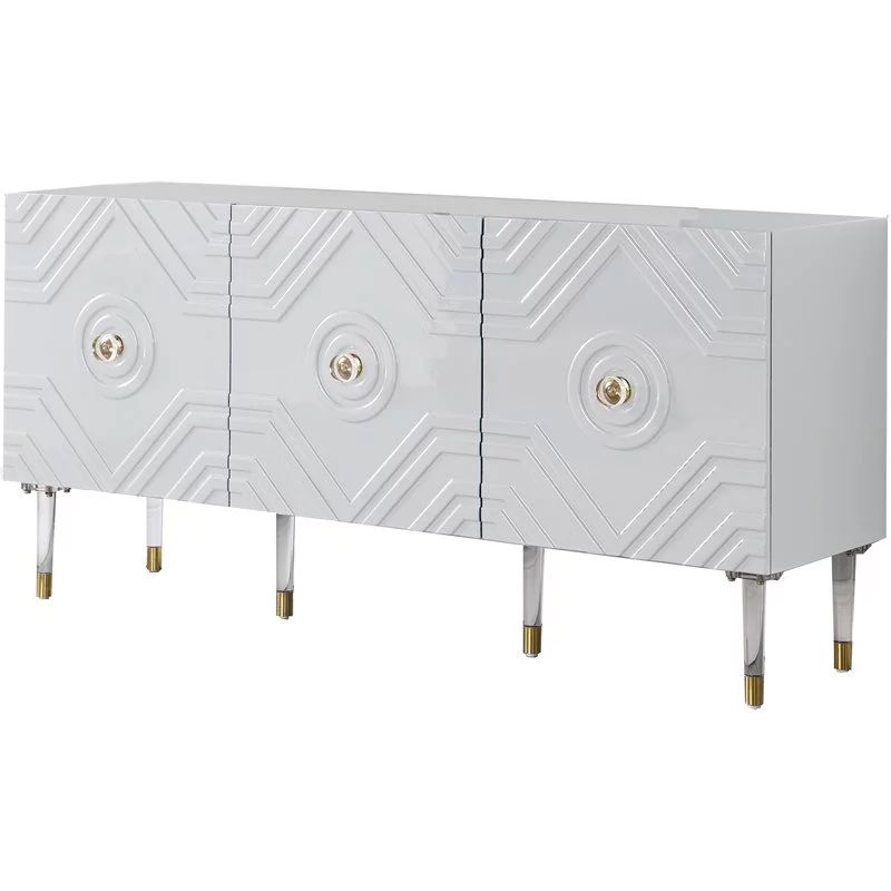 Best Master Furniture Crawford 65" Wood Sideboard with Gold Accents in White | Walmart (US)