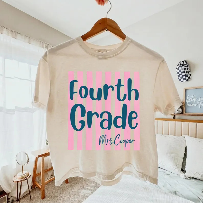 Custom Teacher Boxy Tee Comfort Colors, Personalized School Grade Crop Shirt, Pre K First Second ... | Etsy (Global)