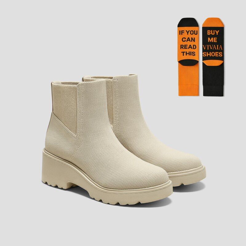 Round-Toe Platform Chunky Wedge Boots (Everly) | VIVAIA