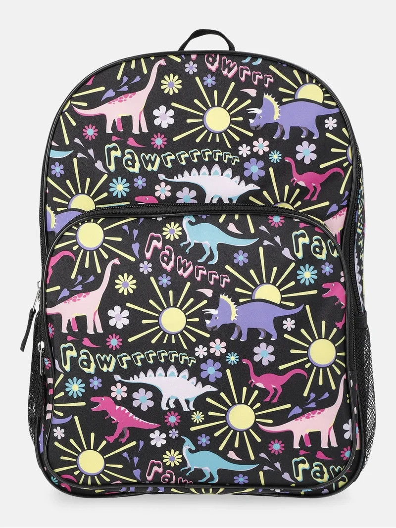 Wonder Nation Kids' 17" Fossil Garden Backpack, Black | Walmart (US)