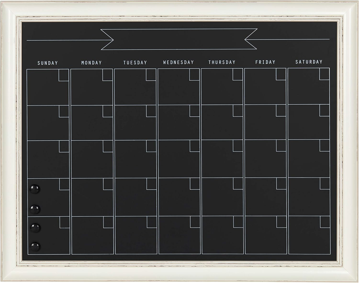 DesignOvation Macon Framed Magnetic Chalkboard Monthly Calendar, 23x29, Soft White | Amazon (US)