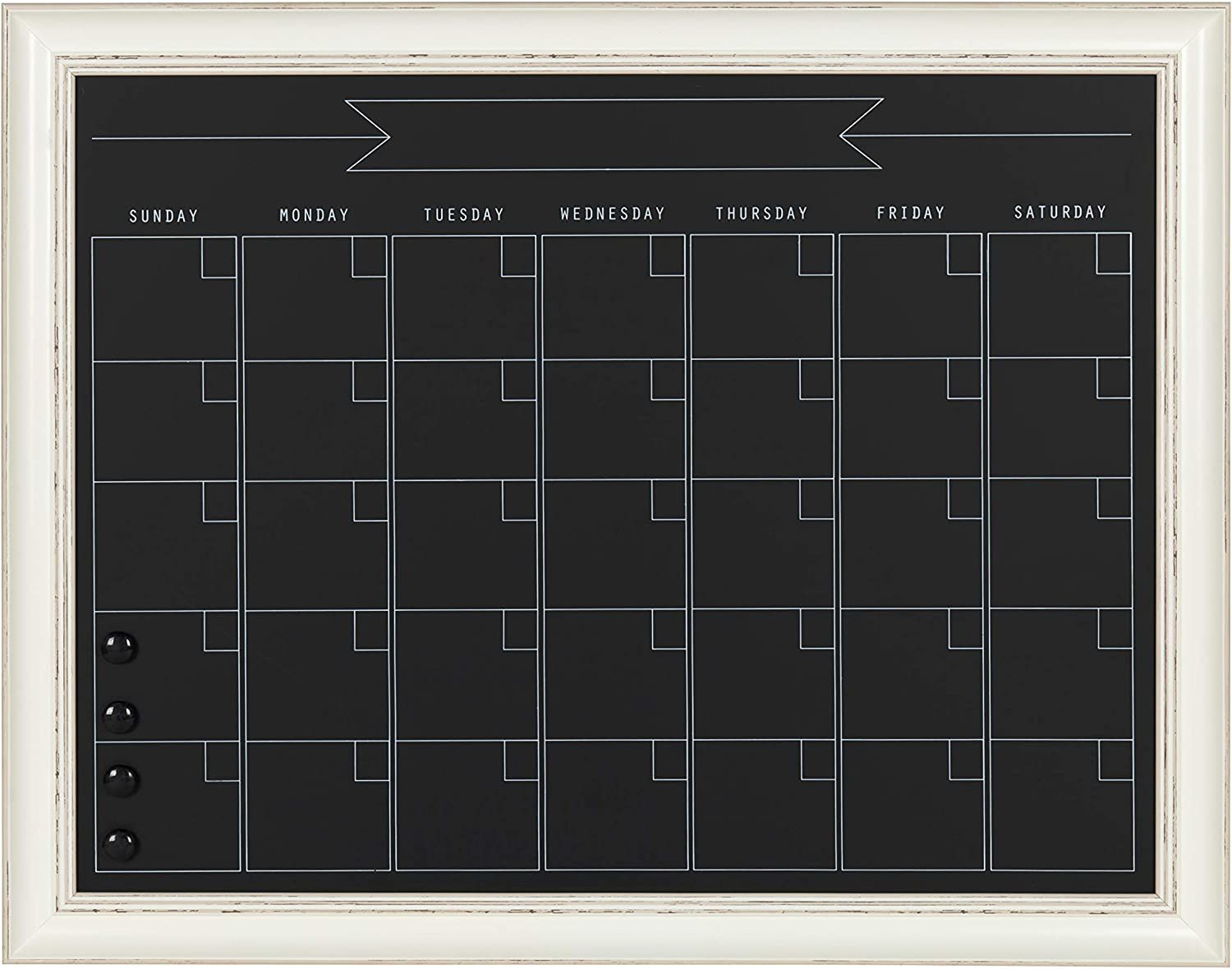 DesignOvation Macon Framed Magnetic Chalkboard Monthly Calendar, 23x29, Soft White | Amazon (US)