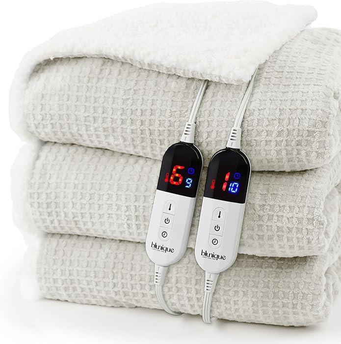 Electric Blanket King Waffle, 90x100 Inches, Dual Controllers, Sherpa Fleece, 6 Heating Levels, 1... | Amazon (US)