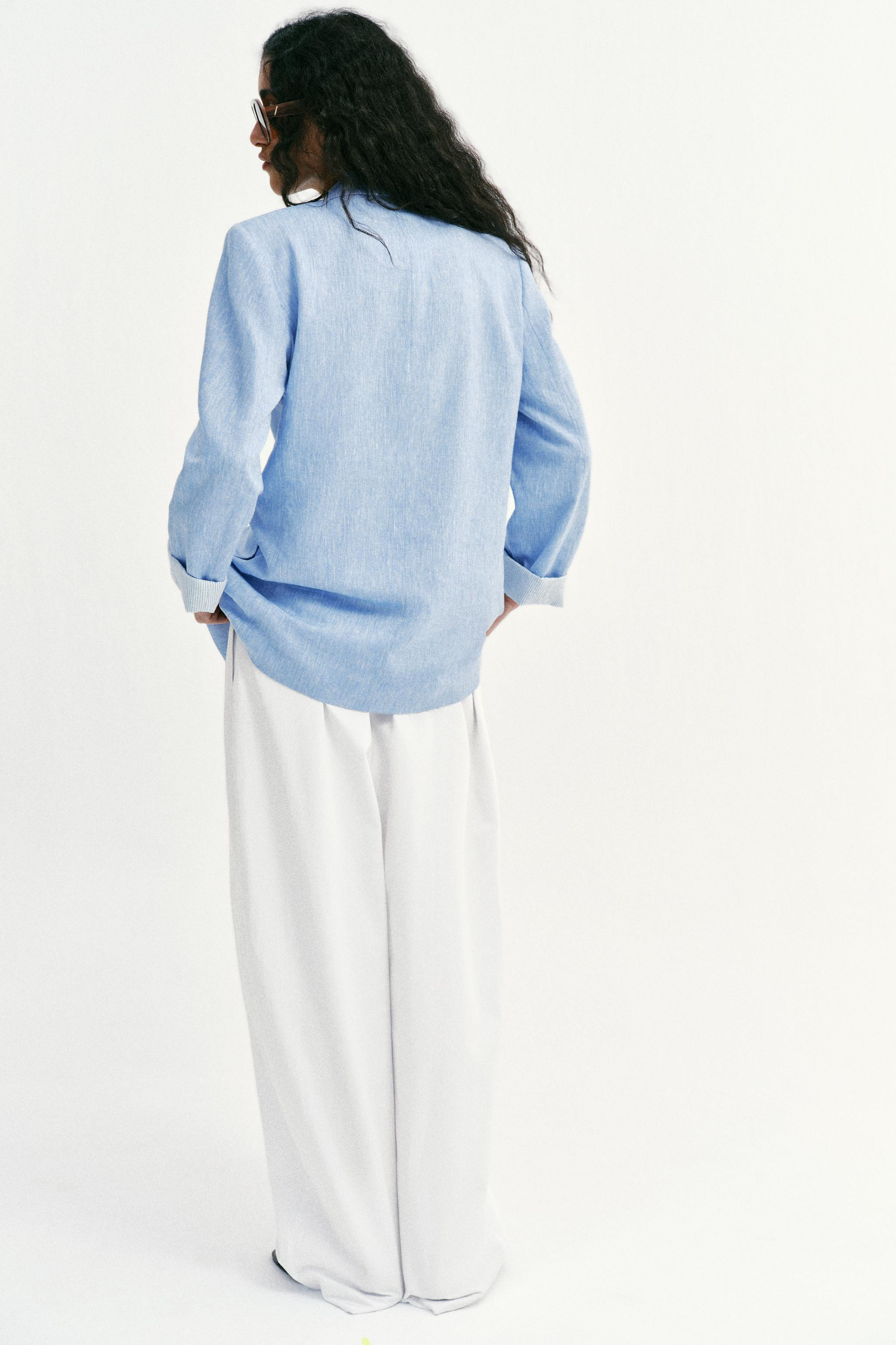 LINEN BLAZER WITH ROLLED-UP SLEEVES | Zara US