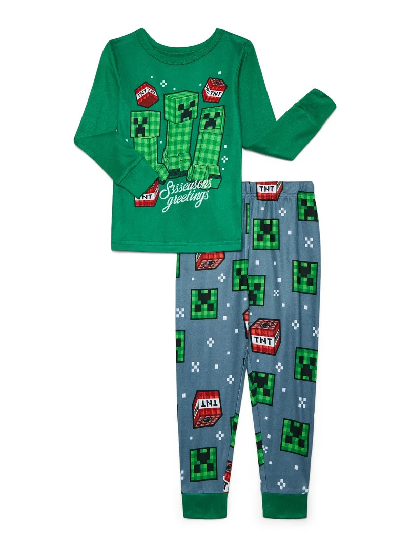 Minecraft Boys Christmas Long Sleeve Top and Pants Sleep Set, 2-Piece, Sizes 4-10 | Walmart (US)