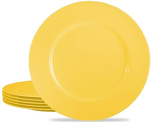 Calypso Basics by Reston Lloyd Melamine Dinner Plate, Set of 6, Lemon | Amazon (US)