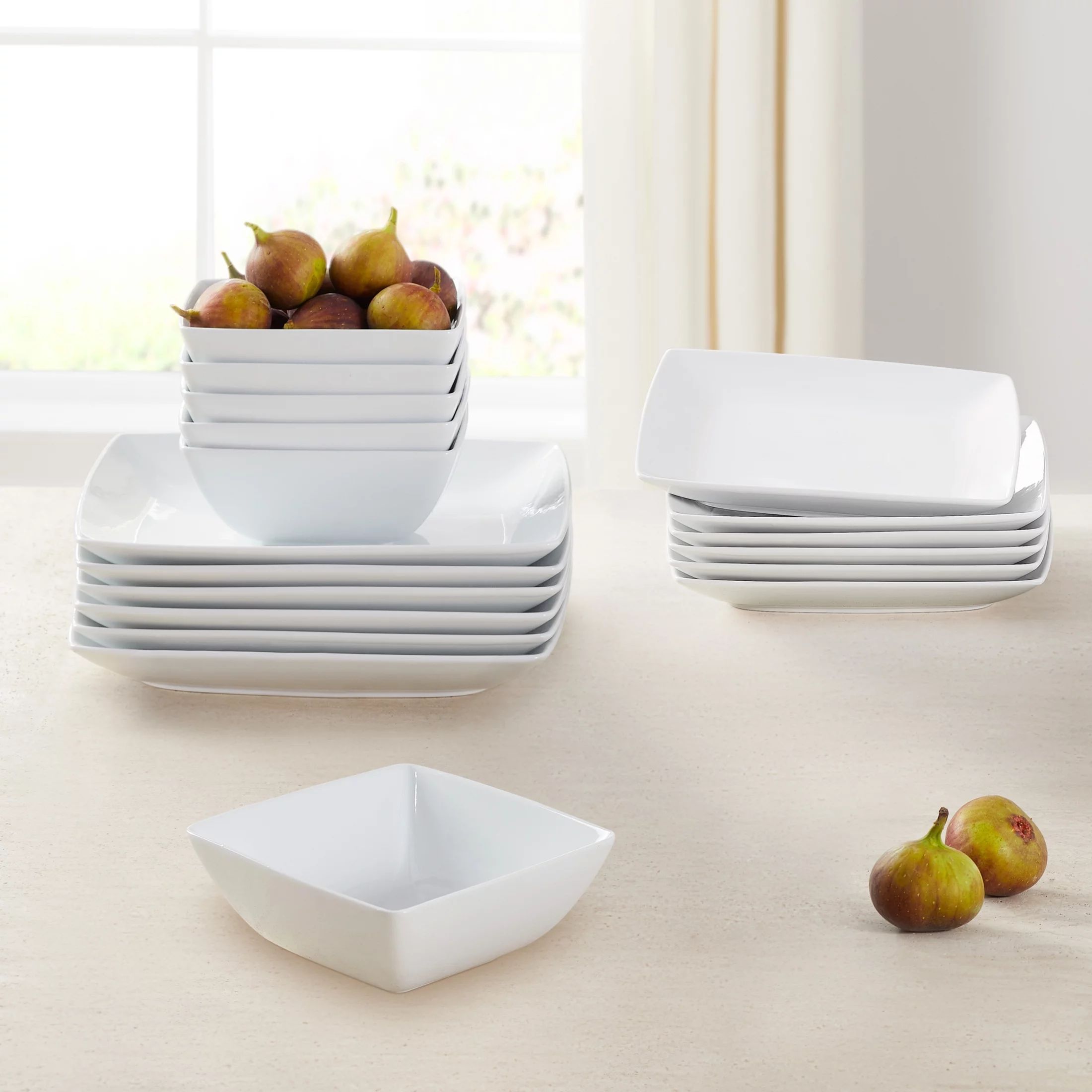 Better Homes & Gardens Loden 18-Piece Porcelain Square-Shaped Dinnerware Set | Walmart (US)