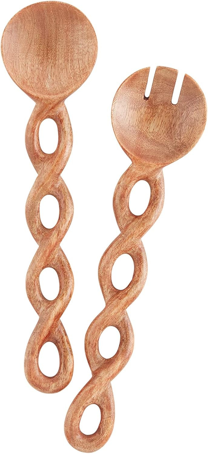 Mud Pie Wood Serving Set, 12", Brown | Amazon (US)