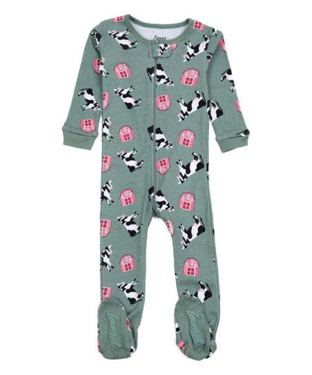Green Cow Barn Footie Pajama - Newborn & Toddler | Zulily