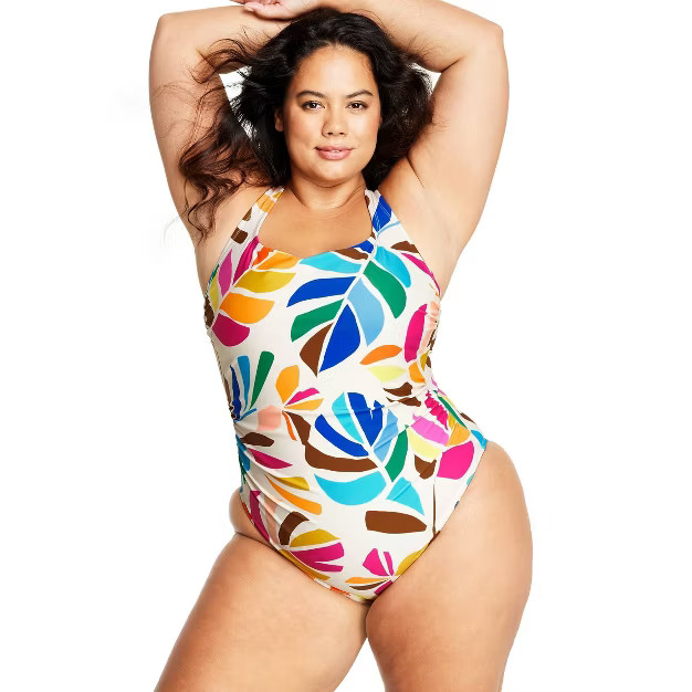 Women's Botanical Print Lowback One Piece Swimsuit - Tabitha Brown for Target | Target
