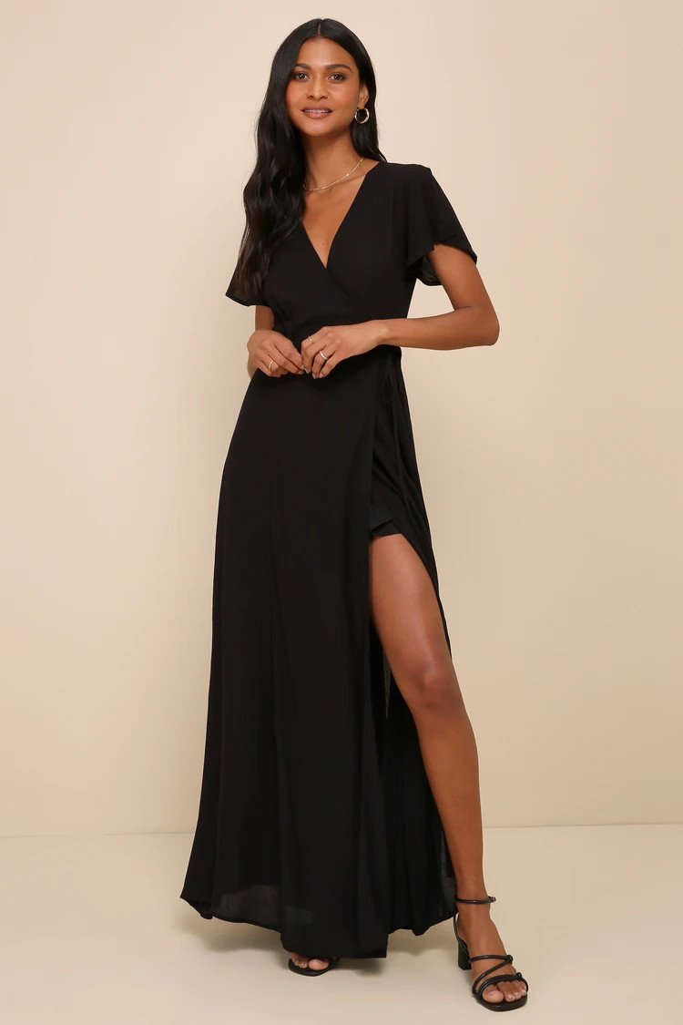 Heart of Marigold Black Wrap Maxi Dress | Lulus