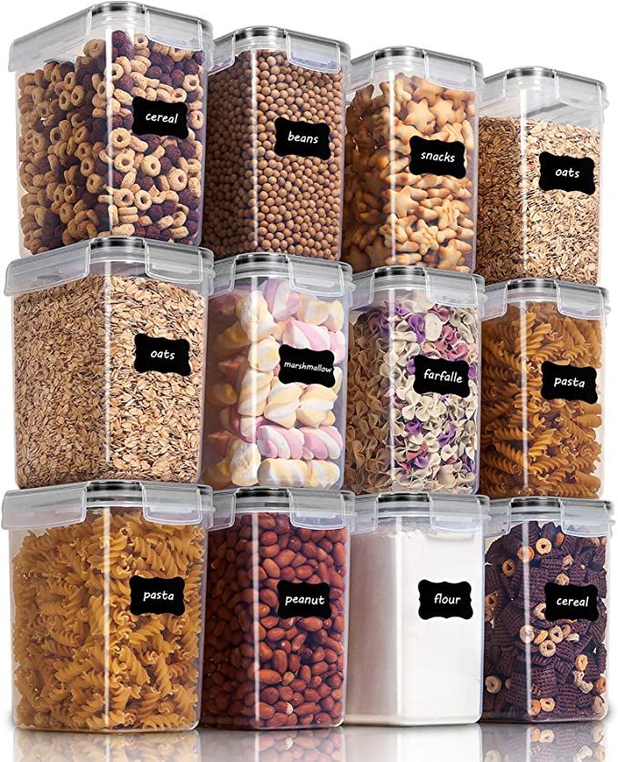 Vtopmart Airtight Food Storage Containers 12 Pieces 1.5qt / 1.6L- Plastic BPA Free Kitchen Pantry... | Amazon (US)