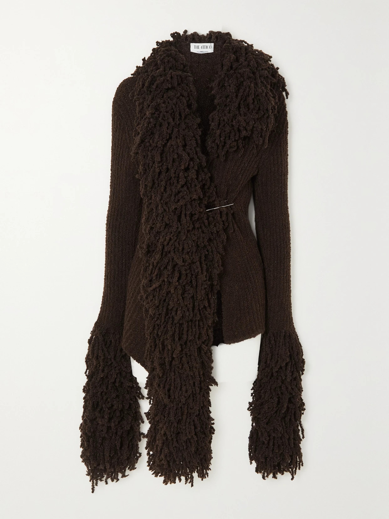 The Attico - Rhona Fringed Wool-blend Cardigan - Brown | NET-A-PORTER (US)