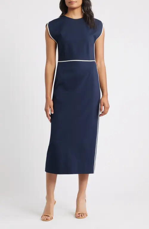 BOSS Detira Cap Sleeve Sheath Dress in Dark Blue at Nordstrom, Size 12 | Nordstrom