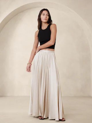 Ness Pleated Satin Maxi Skirt | Banana Republic (US)