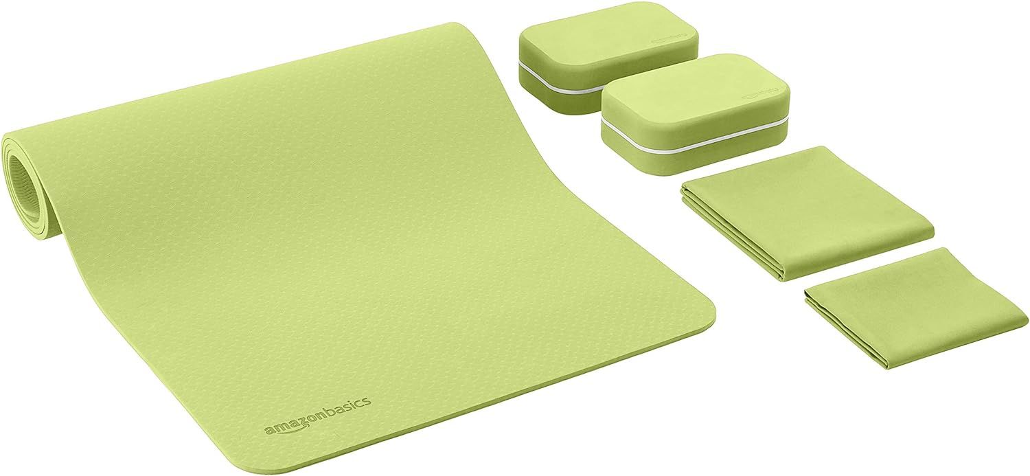 Amazon Basics 1/4-Inch Thick TPE Yoga Mat 6 Piece Set | Amazon (US)
