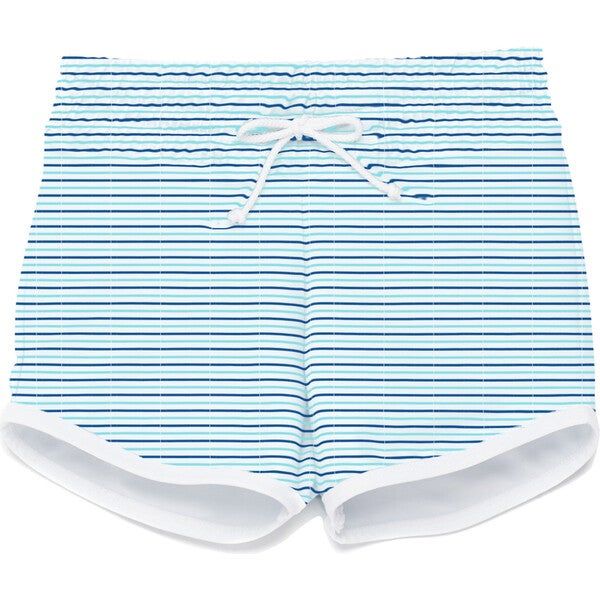 Boy's Swim Trunks, Aqua Stripe | Maisonette