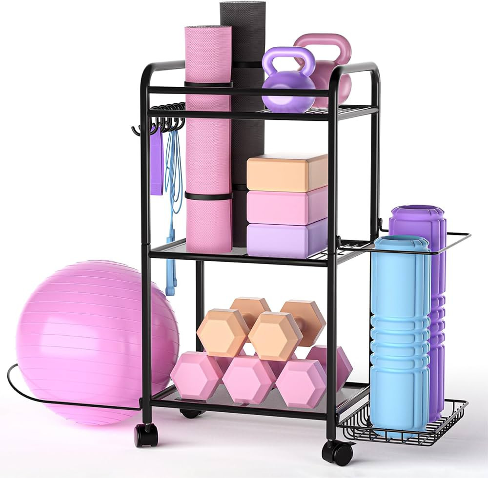 Highpro Home Gym storage Rack - Gym Equipment Storage Rack for Yoga Mat Yoga Ball Dumbbells Kettl... | Amazon (US)