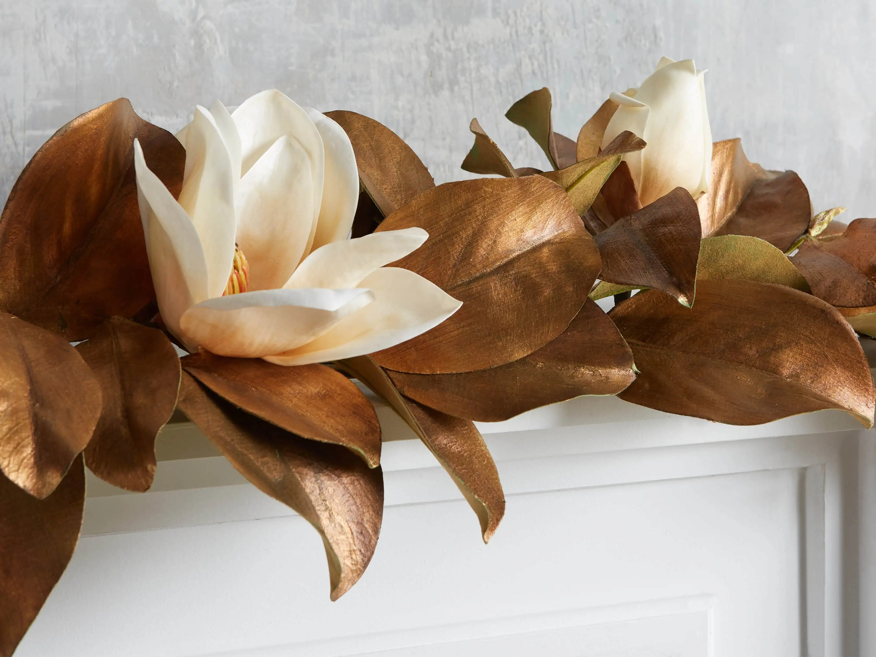 Faux Gold Magnolia Garland | Arhaus